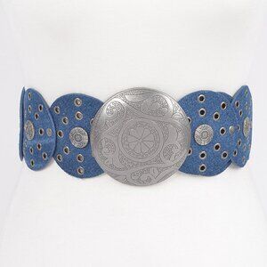 Blue Denim Eyelet Rounds Belt